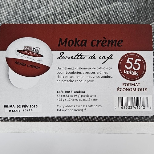 Café moka crème (55 dosettes)
